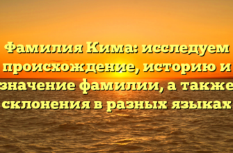 Фамилия Кима: исследуем происхождение, историю и значение фамилии, а также склонения в разных языках