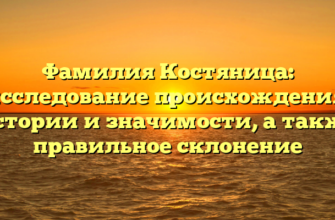 Фамилия Костяница: исследование происхождения, истории и значимости, а также правильное склонение