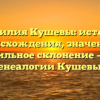 Фамилия Кушевы: история происхождения, значение и правильное склонение – все о генеалогии Кушевых