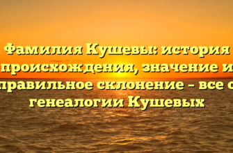 Фамилия Кушевы: история происхождения, значение и правильное склонение – все о генеалогии Кушевых