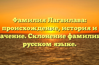 Фамилия Лагвилава: происхождение, история и значение. Склонение фамилии в русском языке.