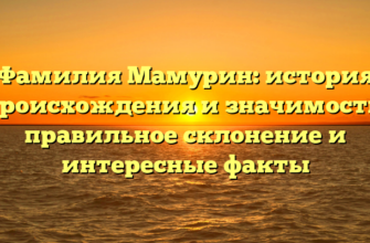 Фамилия Мамурин: история происхождения и значимость, правильное склонение и интересные факты