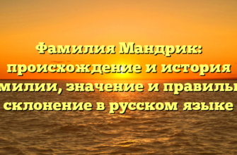 Фамилия Мандрик: происхождение и история фамилии, значение и правильное склонение в русском языке