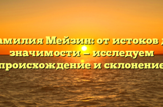 Фамилия Мейзин: от истоков до значимости — исследуем происхождение и склонение