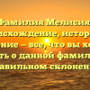 Фамилия Мелисия: происхождение, история и значение — все, что вы хотели узнать о данной фамилии и правильном склонении