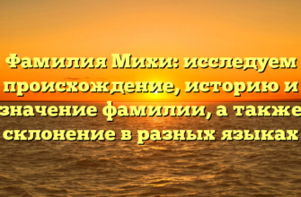 Фамилия Михи: исследуем происхождение, историю и значение фамилии, а также склонение в разных языках