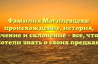 Фамилия Могилевцева: происхождение, история, значение и склонение – все, что вы хотели знать о своих предках!