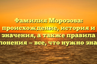 Фамилия Морозова: происхождение, история и значения, а также правила склонения — все, что нужно знать!