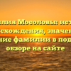 Фамилия Мосоловы: история происхождения, значение и склонение фамилии в подробном обзоре на сайте