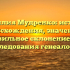 Фамилия Мудренко: история происхождения, значение и правильное склонение для исследования генеалогии