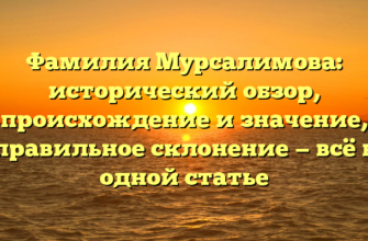 Фамилия Мурсалимова: исторический обзор, происхождение и значение, правильное склонение — всё в одной статье