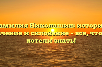 Фамилия Николашин: история, значение и склонение – все, что вы хотели знать!