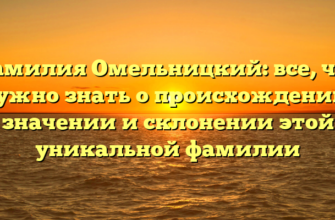 Фамилия Омельницкий: все, что нужно знать о происхождении, значении и склонении этой уникальной фамилии