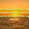 Фамилия Паце: история происхождения, значения и особенности склонения в русском языке