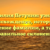 Фамилия Петунин: узнайте происхождение, историю и значение фамилии, а также правильное склонение