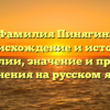 Фамилия Пинягин: происхождение и история фамилии, значение и правила склонения на русском языке