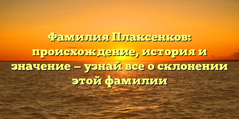 Фамилия Плаксенков: происхождение, история и значение — узнай все о склонении этой фамилии