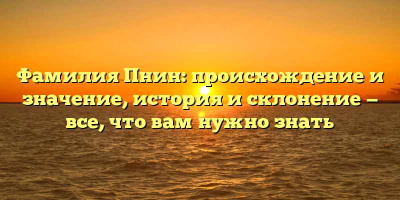 Фамилия Пнин: происхождение и значение, история и склонение — все, что вам нужно знать