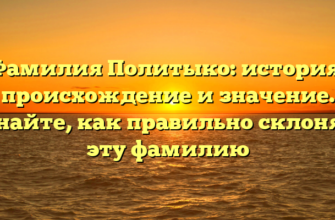 Фамилия Политыко: история, происхождение и значение. Узнайте, как правильно склонять эту фамилию