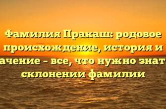 Фамилия Пракаш: родовое происхождение, история и значение – все, что нужно знать о склонении фамилии