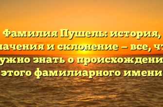 Фамилия Пушель: история, значения и склонение — все, что нужно знать о происхождении этого фамилиарного имени