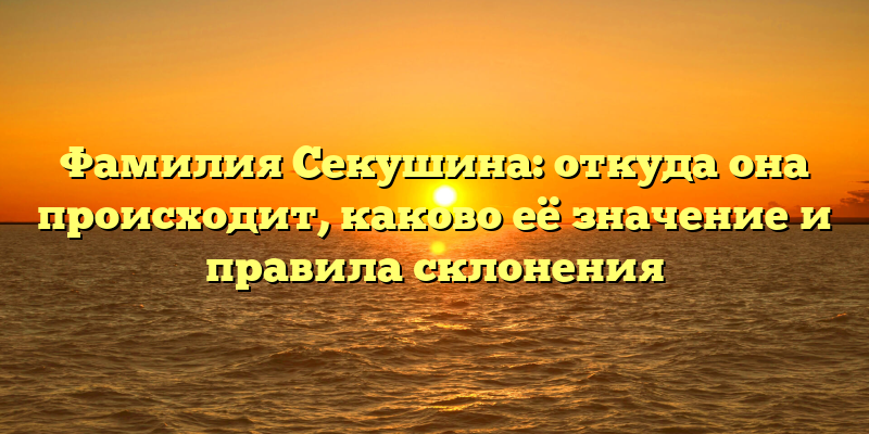 Фамилия Секушина: откуда она происходит, каково её значение и правила склонения