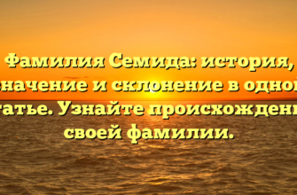 Фамилия Семида: история, значение и склонение в одной статье. Узнайте происхождение своей фамилии.