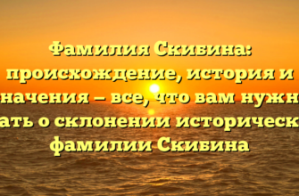 Фамилия Скибина: происхождение, история и значения — все, что вам нужно знать о склонении исторической фамилии Скибина