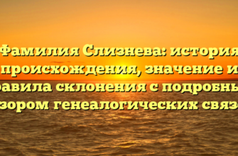 Фамилия Слизнева: история происхождения, значение и правила склонения с подробным обзором генеалогических связей