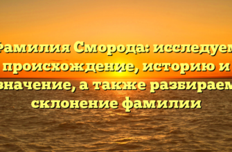 Фамилия Сморода: исследуем происхождение, историю и значение, а также разбираем склонение фамилии