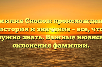 Фамилия Снопов: происхождение, история и значение – все, что нужно знать. Важные нюансы склонения фамилии.