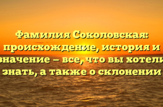 Фамилия Соколовская: происхождение, история и значение — все, что вы хотели знать, а также о склонении