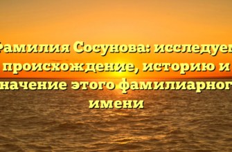 Фамилия Сосунова: исследуем происхождение, историю и значение этого фамилиарного имени