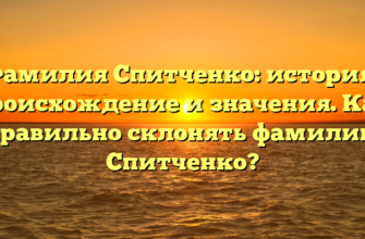 Фамилия Спитченко: история, происхождение и значения. Как правильно склонять фамилию Спитченко?