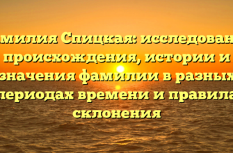 Фамилия Спицкая: исследование происхождения, истории и значения фамилии в разных периодах времени и правила склонения