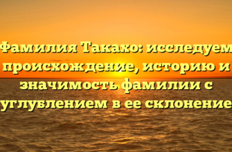 Фамилия Такахо: исследуем происхождение, историю и значимость фамилии с углублением в ее склонение