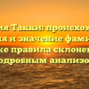 Фамилия Такки: происхождение, история и значение фамилии, а также правила склонения с подробным анализом