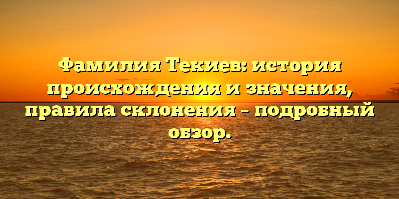 Фамилия Текиев: история происхождения и значения, правила склонения – подробный обзор.