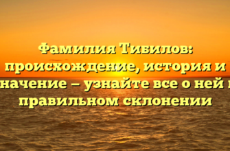 Фамилия Тибилов: происхождение, история и значение — узнайте все о ней и правильном склонении