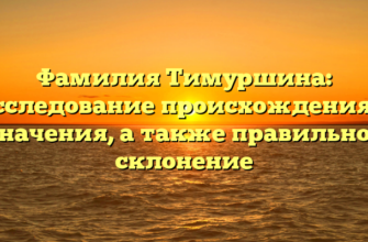 Фамилия Тимуршина: исследование происхождения и значения, а также правильное склонение