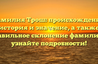 Фамилия Трош: происхождение, история и значение, а также правильное склонение фамилии — узнайте подробности!