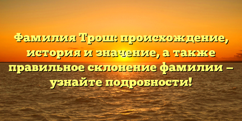 Фамилия Трош: происхождение, история и значение, а также правильное склонение фамилии — узнайте подробности!