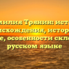 Фамилия Трянин: истоки происхождения, история и значение, особенности склонения в русском языке