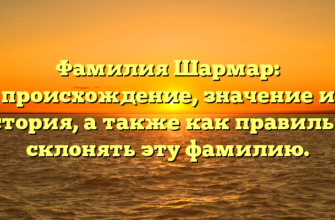 Фамилия Шармар: происхождение, значение и история, а также как правильно склонять эту фамилию.