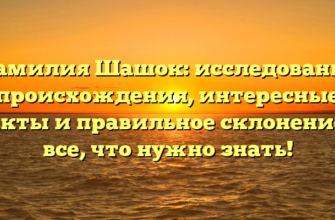 Фамилия Шашок: исследование происхождения, интересные факты и правильное склонение — все, что нужно знать!