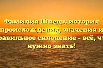 Фамилия Шпедт: история происхождения, значения и правильное склонение – всё, что нужно знать!