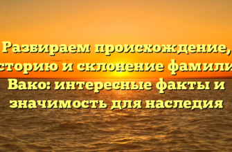 Разбираем происхождение, историю и склонение фамилии Вако: интересные факты и значимость для наследия